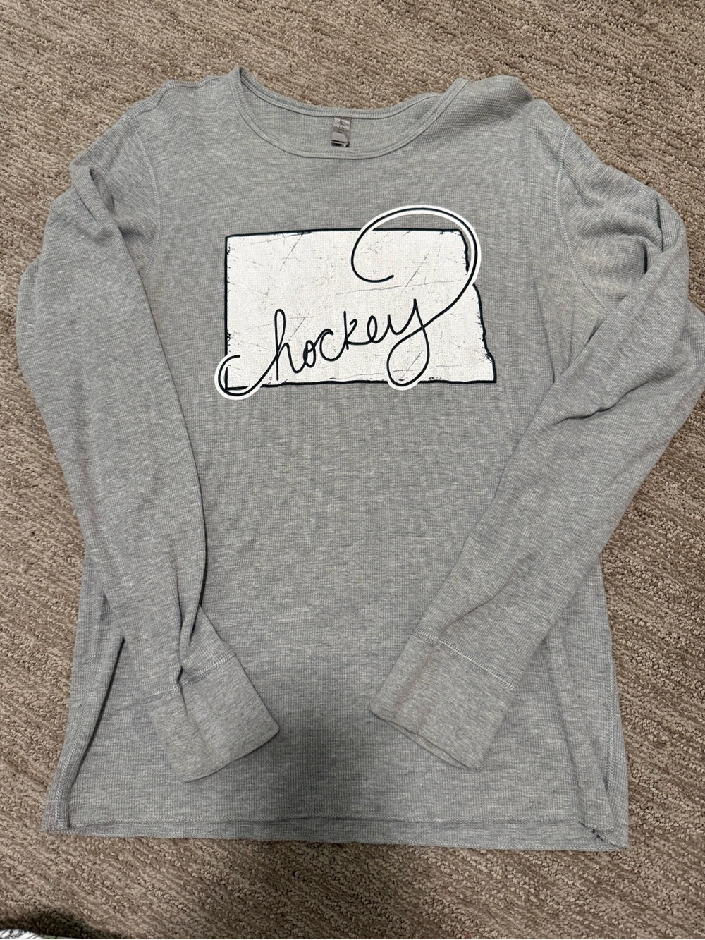 Next Level Apparel Women's Gray Long Sleeve 'Hockey' Tee